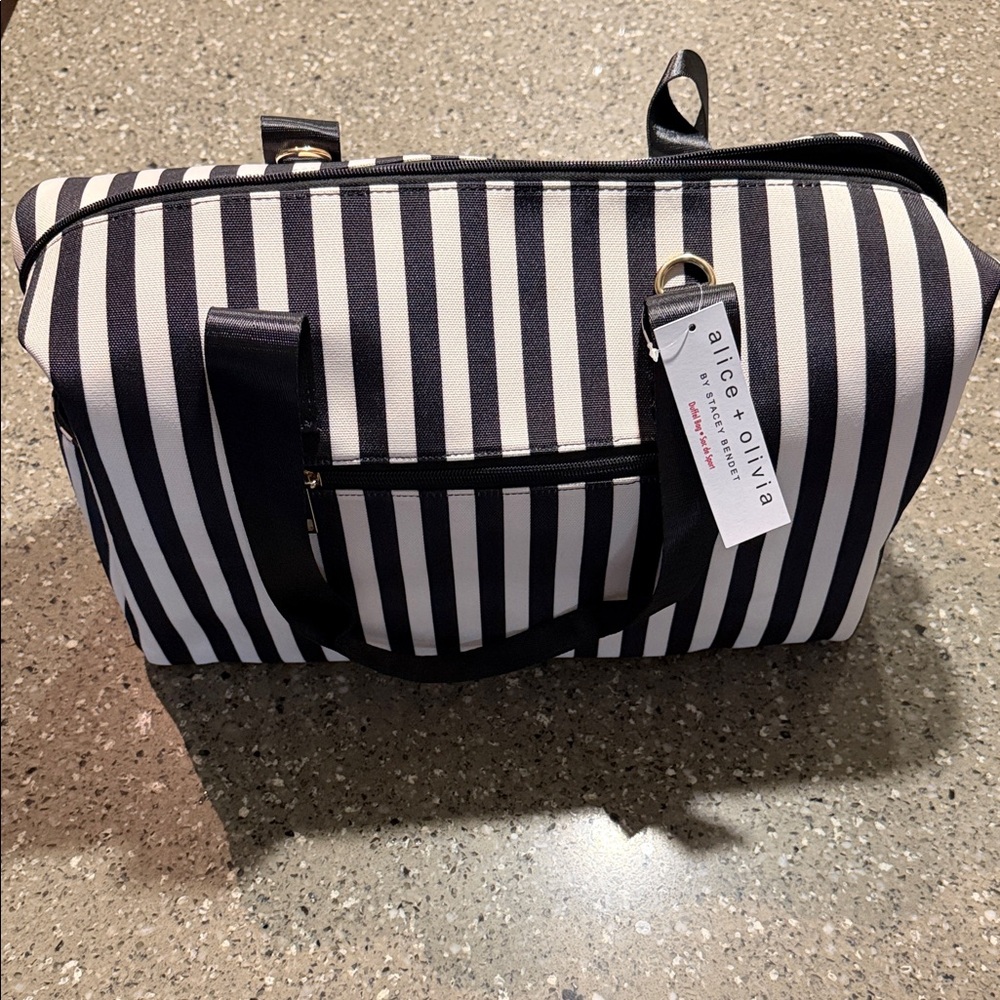 Alice + Olivia Monochrome Striped Travel Bag (NWT)